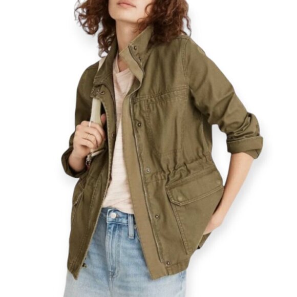 Madewell Army Olive Duck Cloth Hooded Raincoat Jacket XXS NWT - Picture 12 of 12